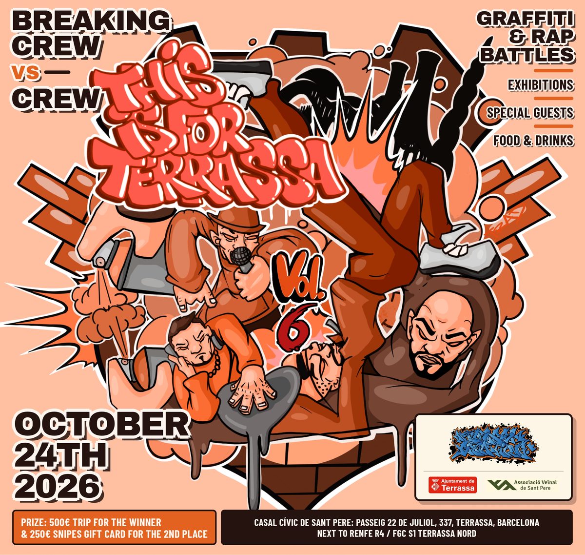 Cartell de This is for Terrassa Vol. 6: breaking crew vs crew, 24 d'octubre de 2026, Casal Cívic de Sant Pere